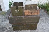5 military wood boxes; as is
