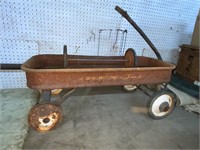 METAL WAGON WITH EXTRA AXLE