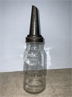 MOORE & KLING GLASS QUART OIL BOTTLE