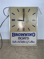 BROWNING BOATS ELECTRIC CLOCK SIGN