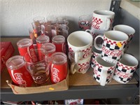Vintage Coca Cola drinking glasses and coffee