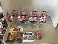 Vintage Pepsi drinking glasses and other items