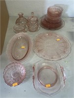 Vintage pink depression glassware