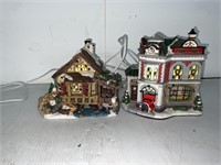 2 LIGHTED  CHRISTMAS VILLAGE PIECES