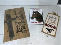 3 SIGNS WOODEN AND METAL