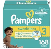 168 COUNTS SIZE 3 PAMPERS SWADDLERS DIAPERS