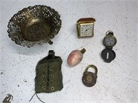 METAL BOWL WITH CLOCK WATCH EGG AND LOCK