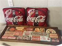 Vintage Coca Cola throw pillows and framed