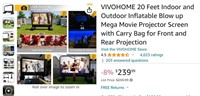 20 Feet Inflatable Blow up Movie Projector Screen
