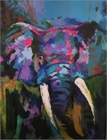 Leroy Neiman Canvas Portrait of Elephant