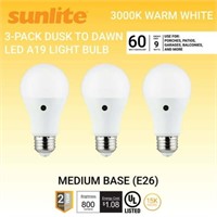 $15  Sunlite LED Dusk to Dawn A19 Light Bulb  9 Wa