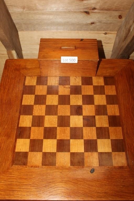 Hand Carved Wood Chess Set With Wood Chess Table
