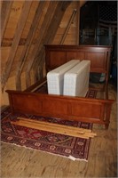 King Size Wood Bed With 2 Box Springs
