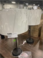 1 LOT (2) GLASS CYLINDER TABLE LAMP.