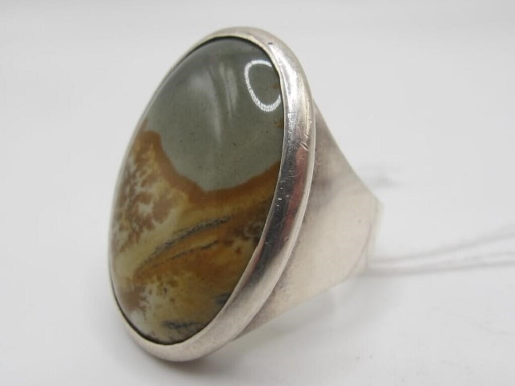 STERLING AGATE RING SZ 10 VALUE $175