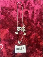 Sterling Silver Flower Necklace and Earring Set