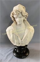 Fortini marble bust, Buste en marbre, 13" x 21" H