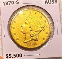 1870-S $20 Gold Double Eagle CHOICE BU