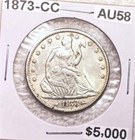 1873-CC Seated Half Dollar CHOICE AU