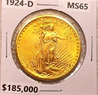 1924-D $20 Gold Double Eagle GEM BU