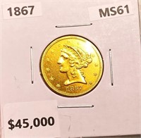 1867 $2.50 Gold Quarter UNCIRCULATED