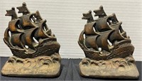 Pair of Vintage Iron Ship Bookends