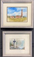 Pair of Jim Gensheer Lighthouse Watercolors