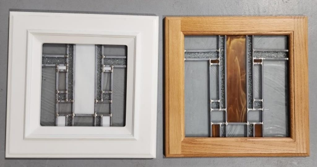 Pair of Beautiful Framed Lead Glass Windows