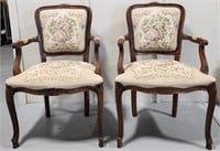 Pair of Chateau d'Ax Louis XV Tapestry Armchairs