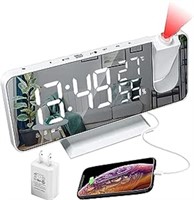 Digital Projection Alarm Clock, White