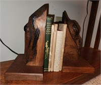 Cool, wooden bookends w/ vintage books