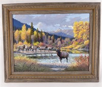 Elmer Sprunger Montana Bull Elk Painting