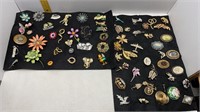64 VINTAGE & NEWER BROOCHES 1 STERLING SILVER