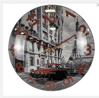 RAODIK $73 Retail 16" Wall Clock, Curved Glass