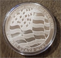 5-Ounce Silver Round: American Flag/ Eagle
