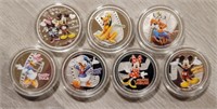 (7) Silver Plated Disney Tokens