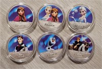 (6) Silver Plated Disney Frozen Tokens