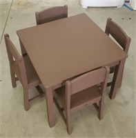 Kids Kraft Brown Table w/ (4) Chairs