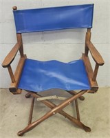 Blue Leather Folding Chair