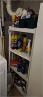 Lg lot of cleaning supplies incl. plastic storage