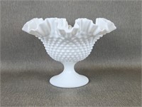 Hob Nail Milk Glass Fenton Fluted Compote