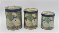 Set of 3 Nesting Winter Geese Tin Canisters