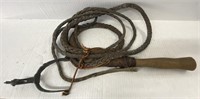 VINTAGE LEATHER BRAIDED WHIP AND SPUR