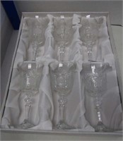 Set of 6 Czech Crystal Wine Glasses