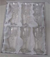 Set of 6 Czech Crystal Wine Glasses