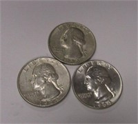 3 Washington Quarters 90% Silver