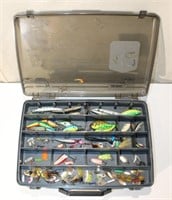 Assorted Fishing Lures, Plano Side by Side Box