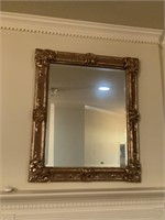 LARGE BEVELED GLASS MIRROR WITH ORNATE FRAME