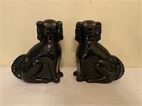 PAIR OF VICTORIAN BLACK STAFFORDSHIRE DOGS