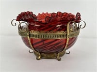 Antique Cranberry Glass Chandelier Lamp Shade